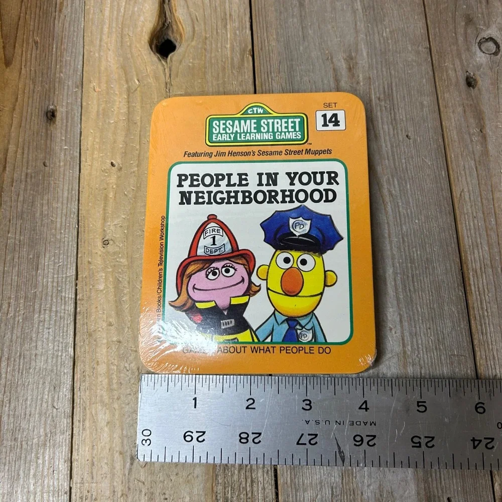 Vintage 1989 Sesame Street Early Learning Games Card Set Muppets Yellow Case CTW